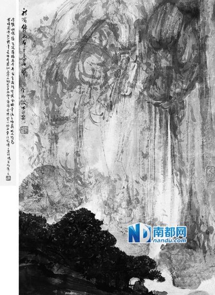 在去年北京保利联手艺典与淘宝举办的“傅氏家族”的线上拍卖会上，傅抱石的这幅《听泉论道》以121.4万元落槌，加上网拍佣金，总成交价为133 .5万元。 资料图片
