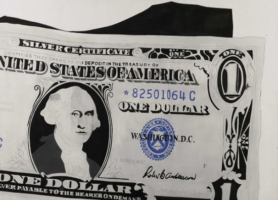 沃霍尔《一美元纸币（银证）》（1962）