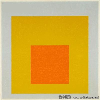 约瑟夫•亚伯斯(1888-1976)，《向广场致敬：“暂停”》，1953年，81.3 X81.3厘米。估价：30-50万美元