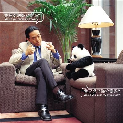 1999年赵半狄与熊猫拍摄“戒烟广告”，这一公益广告系列得到国际瞩目。