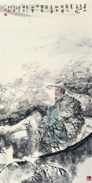 寒江独钓图（国画） 68×68厘米 2010年 纪清远