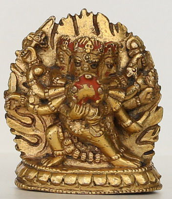 17世纪铜鎏金六臂玛哈嘎拉拥妃像