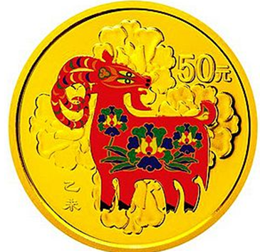 110克(1/10盎司)圆形精制金质彩色纪念币背面图案