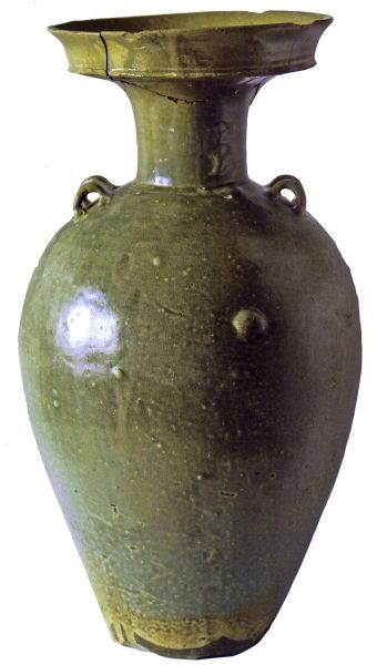 圖三.宜興窯燒製的六朝青瓷盤口壺