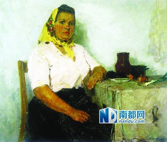 肖峰留苏时期油画《娃娜大婶》。