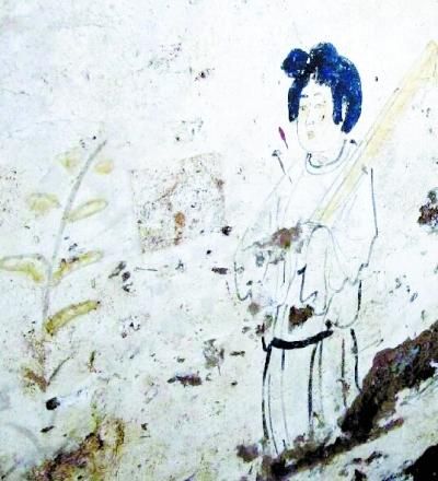 　唐代壁画墓局部画面 资料图片