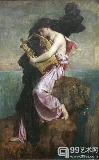 朱利斯·伊里·德洛涅《莎孚亲吻七弦琴》 19世纪