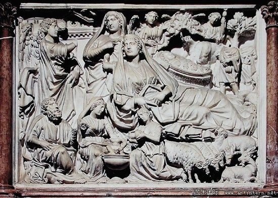 尼古拉·皮萨诺 天使报喜与耶稣降生 1260年 意大利比萨洗礼堂