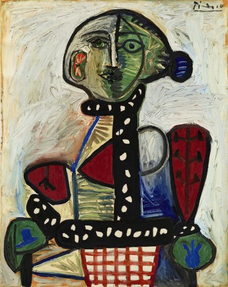 毕加索肖像画《盘发髻女子坐像》