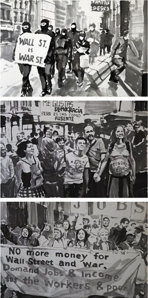 陈劭雄，《水墨媒体》。自2005年开始，陈劭雄开始用上百张水墨画制作电影和动画。《水墨媒体》试图记录欧美国家的上街抗议、大规模示威等各式社会运动。
