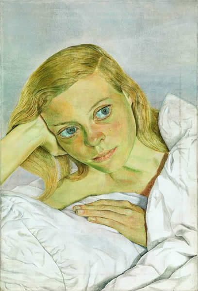 参展作品：卢西安·弗洛伊德《床上的女孩》（Girl in Bed ）（1952）