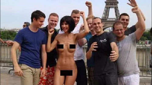莫蕾在法国做裸体表演，终于踢到铁板被捕。（图片来源：台湾东森新闻）
