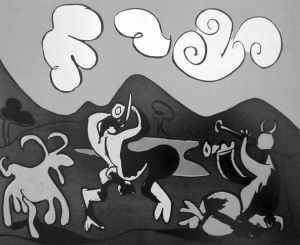 图一 毕加索《牧神与山羊》1959