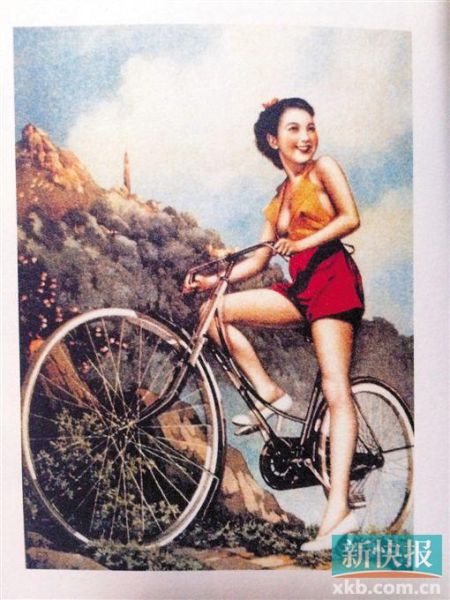 杭稚英 美女骑自行车 月份牌