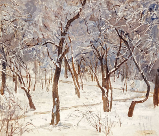格里查依  雪地  纸上油画  58.3×68.5cm 1963年