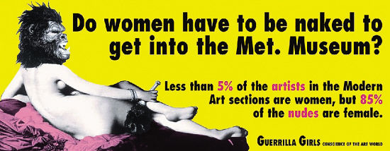 游击队女孩在1989年创作的海报：“女人一定要裸体才能进大都会艺术博物馆吗？”