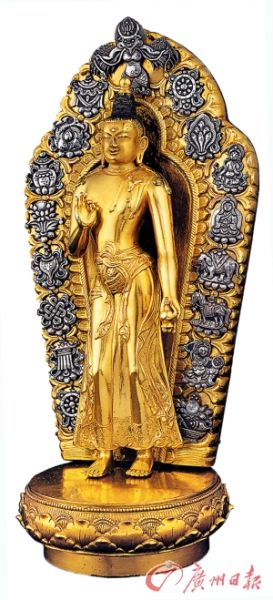 彌勒菩薩十八世紀早期高27cm 　　扎那巴札爾風格紅銅鎏金、嵌銀
