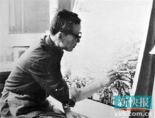 1977年赖少其在合肥创作《淮海战歌》 (资料图片)