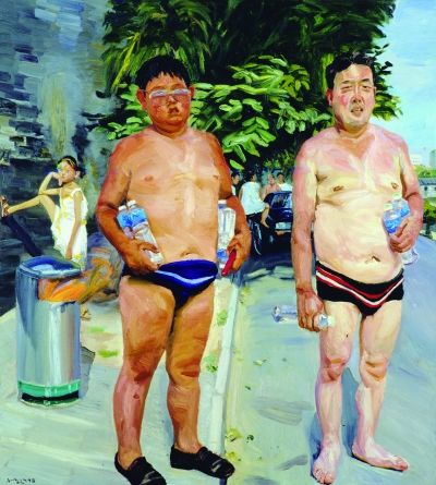胖爷俩（油画）152×137厘米 1998年  刘小东