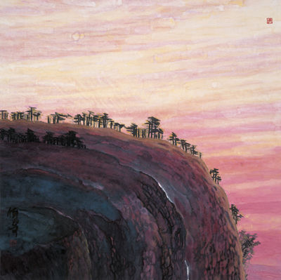 杨佴旻 《日出黄山》 121×121cm  2008年作 纸本设色