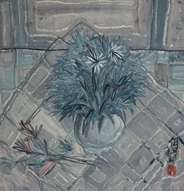 杨佴旻《白菊花》 1992 71.5X68.6cm 纸本设色