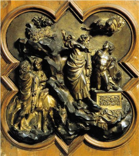 洛伦佐·吉贝尔蒂 以撒献祭 镀金铜雕 高54cm 意大利佛罗伦萨洗礼堂