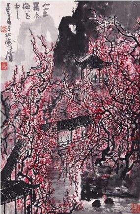 李可染《人在万点梅花中》