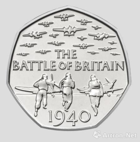 纪念英德空军不列颠之战75周年的面值50便士硬币。