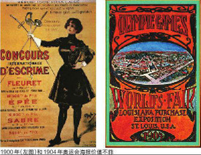 1900年（左图）和1904年奥运会海报价值不菲
