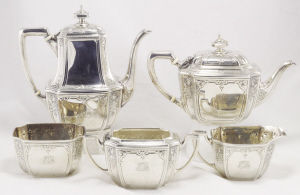 1913年美国蒂凡尼纯银刻花茶具