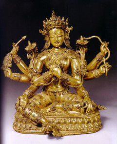15世纪 西藏铜鎏金空行母坐像 高24.1厘米 36.375万美元 2013年纽约佳士得春拍