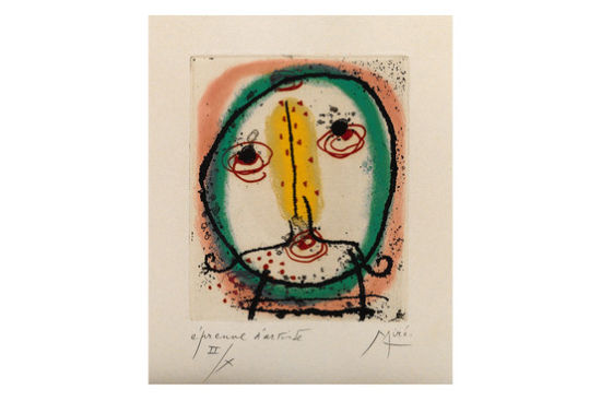胡安·米罗(Joan Miro)创作的一幅彩色蚀刻画,