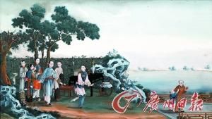 十九世纪广州人物玻璃画。