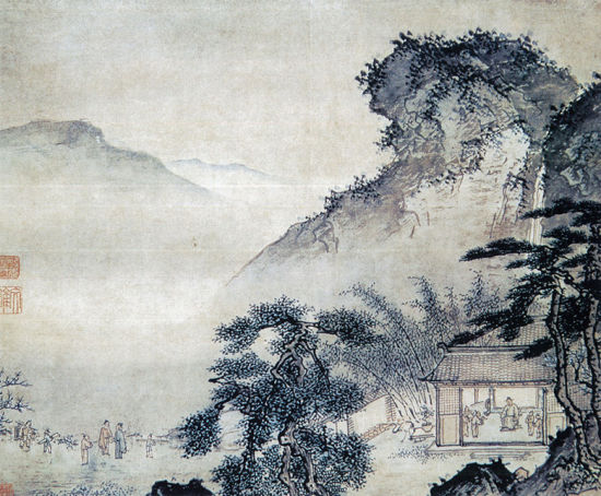 《归田祝寿图》卷 纸本 设色 纵40cm 横50.3cm 北京故宫博物院藏