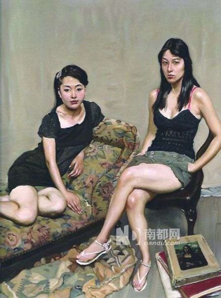 《油画院学员与专职模特之三》 陈丹青 布面油画138×92cm 2010年