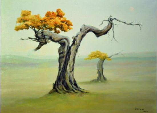 胡杨树之一布面油画105cm×145cm2013年