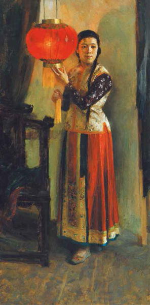 詹建俊 《妇女红灯照》 120x60cm 1954年