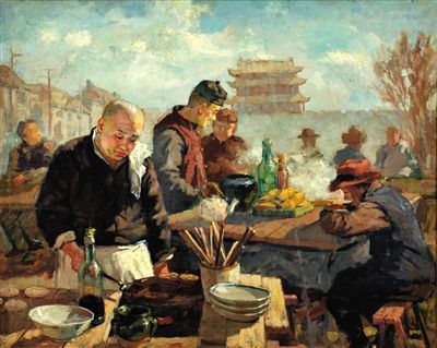 李宗津1947年作品《平民食堂》。