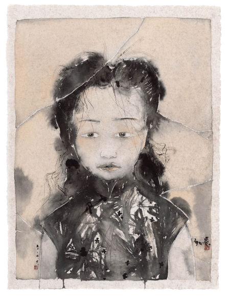 妈妈  68 cm×51 cm  纸本水墨  2014;Mom   68 cm×51 cm  Ink and wash on paper  2014  