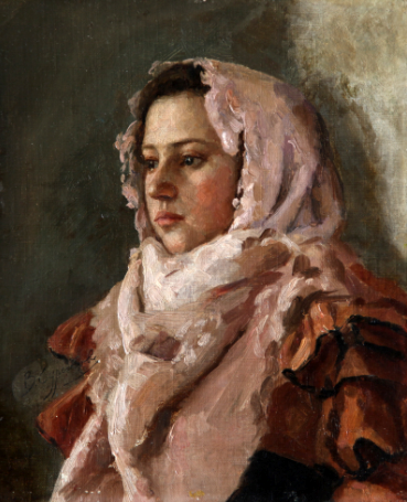 参展作品：苏里科夫《女孩的肖像》 19世纪，境艺园俄罗斯油画画廊藏品