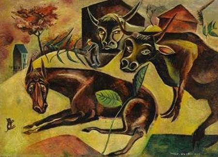 Max Ernst，《Horse and Cows》，1919年，私人收藏，图片请注明由伦敦Richard Nagy Ltd提供