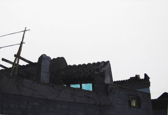 杜汇 屋顶 2015 纸本丙烯 36×24cm